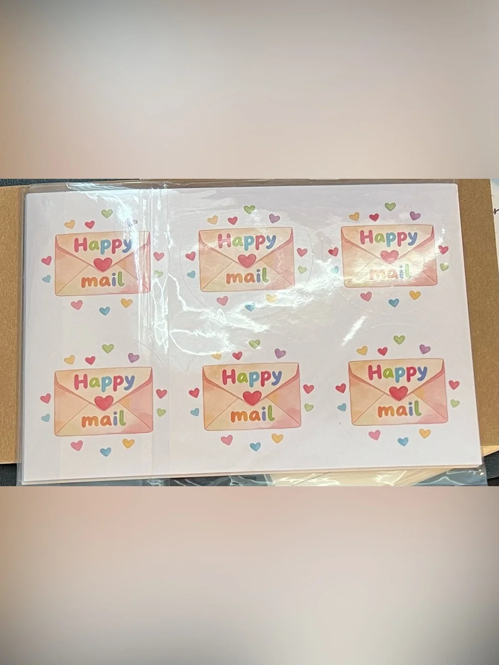 Happy Mail Envelope and Packaging Stickers Multicolor Pastel Hearts NWT 1.5inch